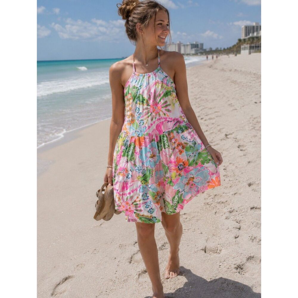 Lilly Pulitzer for Target Girl's Halter Neck Dress XL 14/16 Beachy Coastal Prep